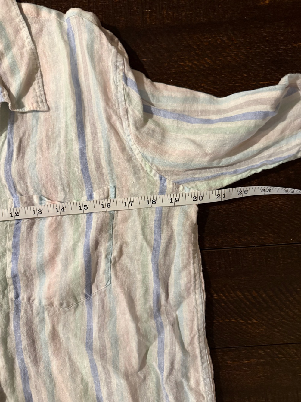 GAP 100% Linen Pastel Stripe Boyfriend Fit Button Front Shirt Medium - Picture 10 of 13